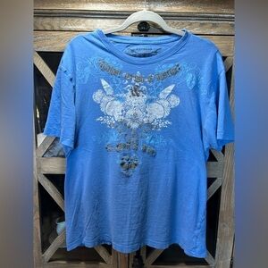 B149. Vintage Men’s Express blue and grey short sleeve tee xl